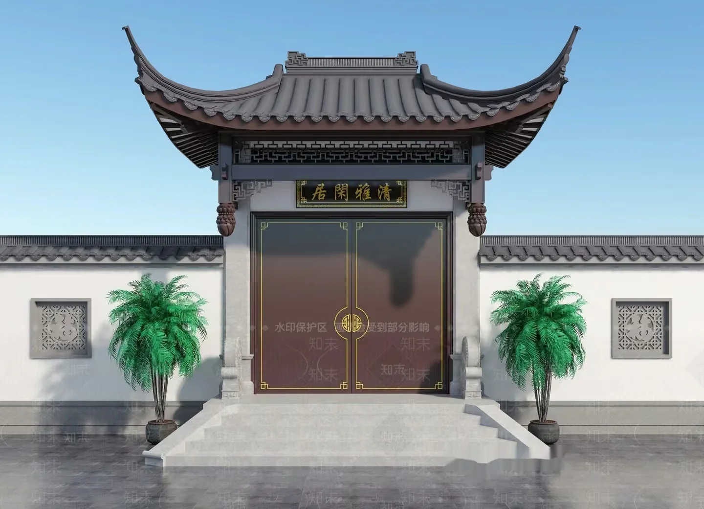 Traditional Chinese Gate 3D Model – 17738 – VRAY Render