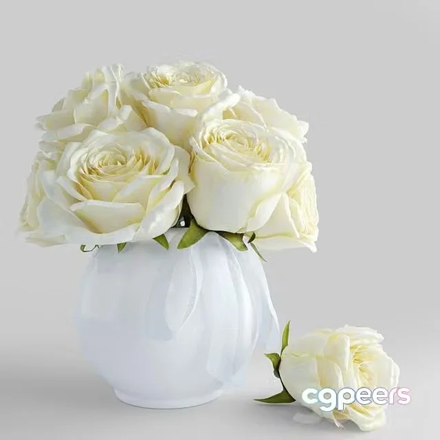 3ds Max Free – Bouquet of white roses