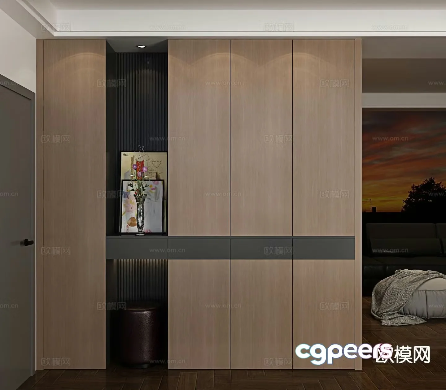 Italian style entrance shoe cabinet 3D model