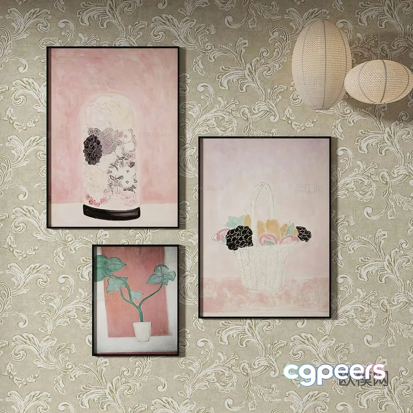Modern medieval decorative painting 3d model