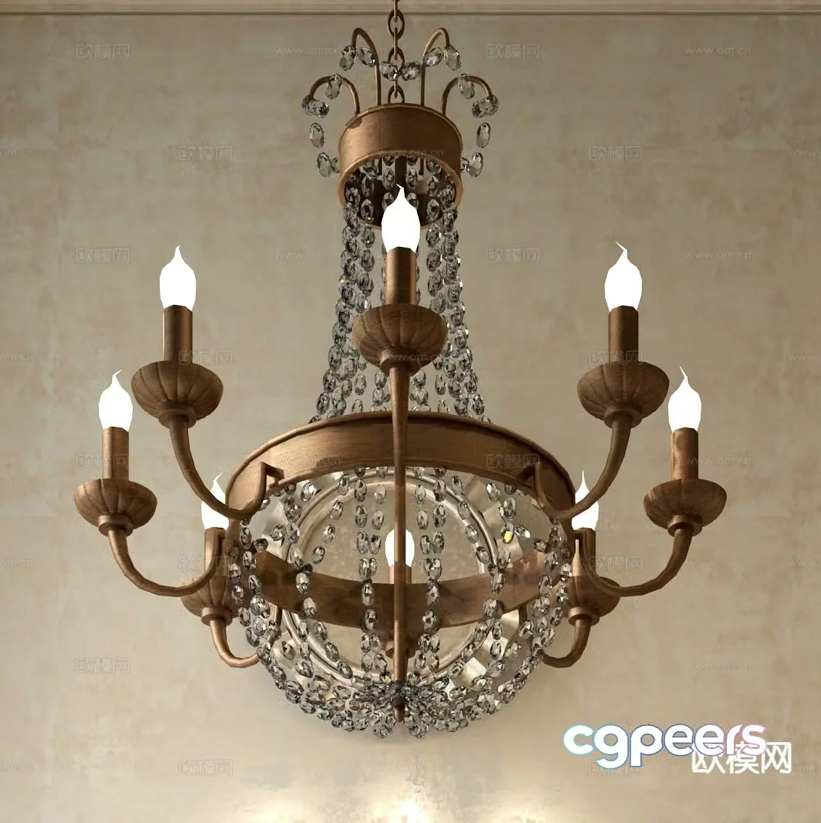American chandelier hall chandelier 3d model