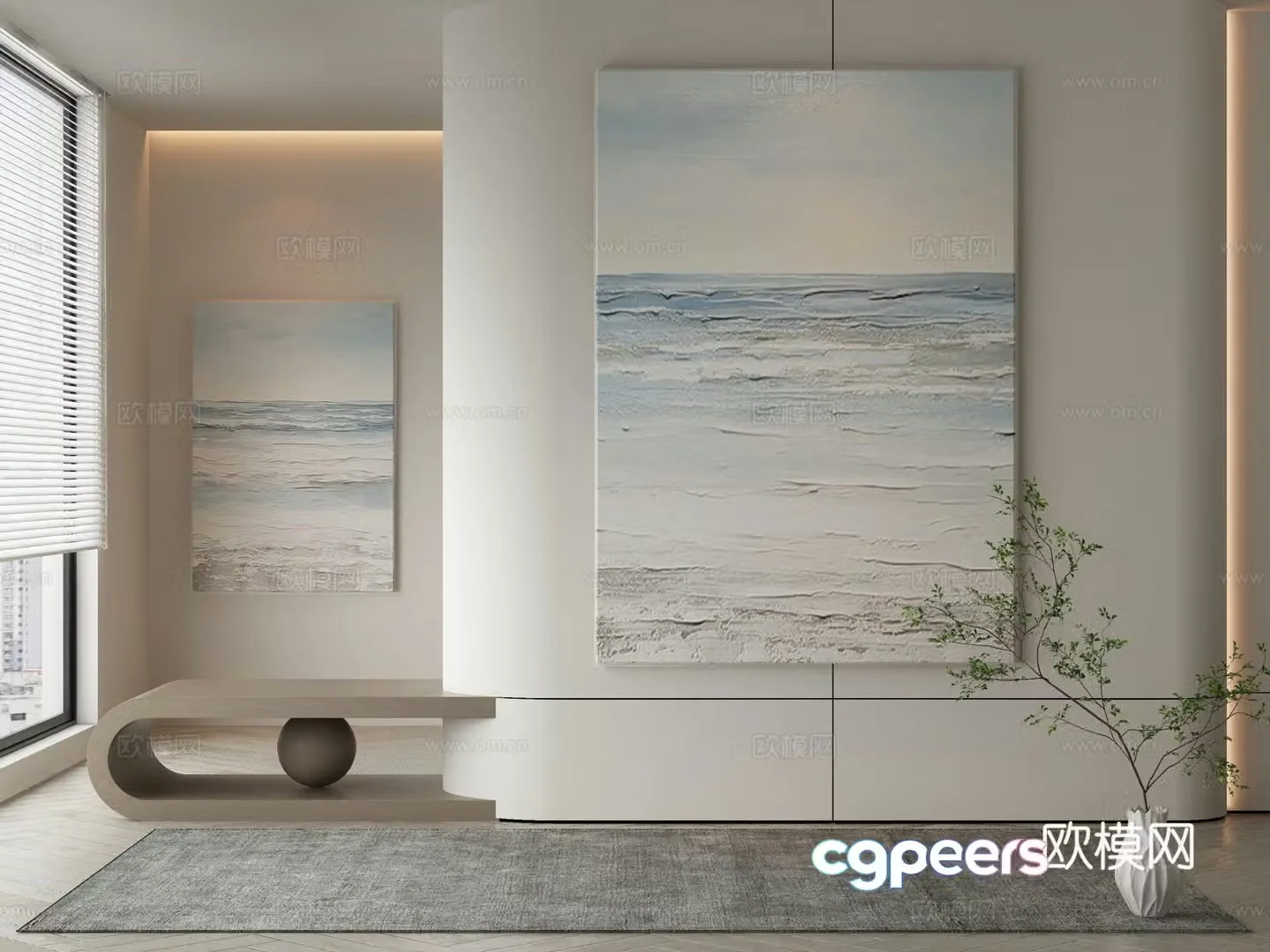 Modern texture painting decorative painting 3d model