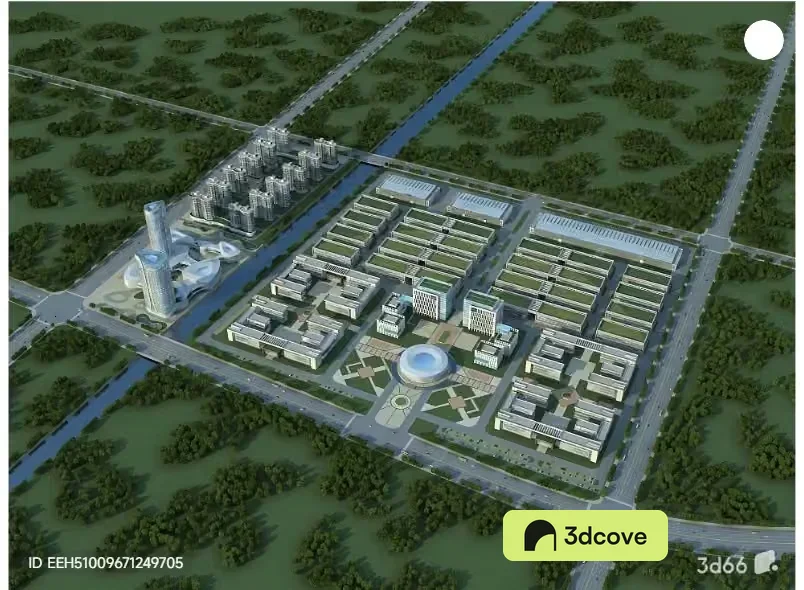 A 3D Rendering Of A City Block
