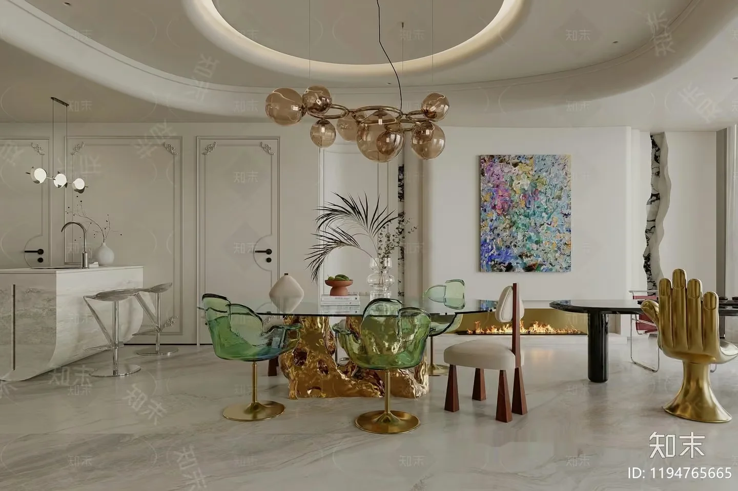 Modern Dining Room 3D Model – 635 – CORONA Render
