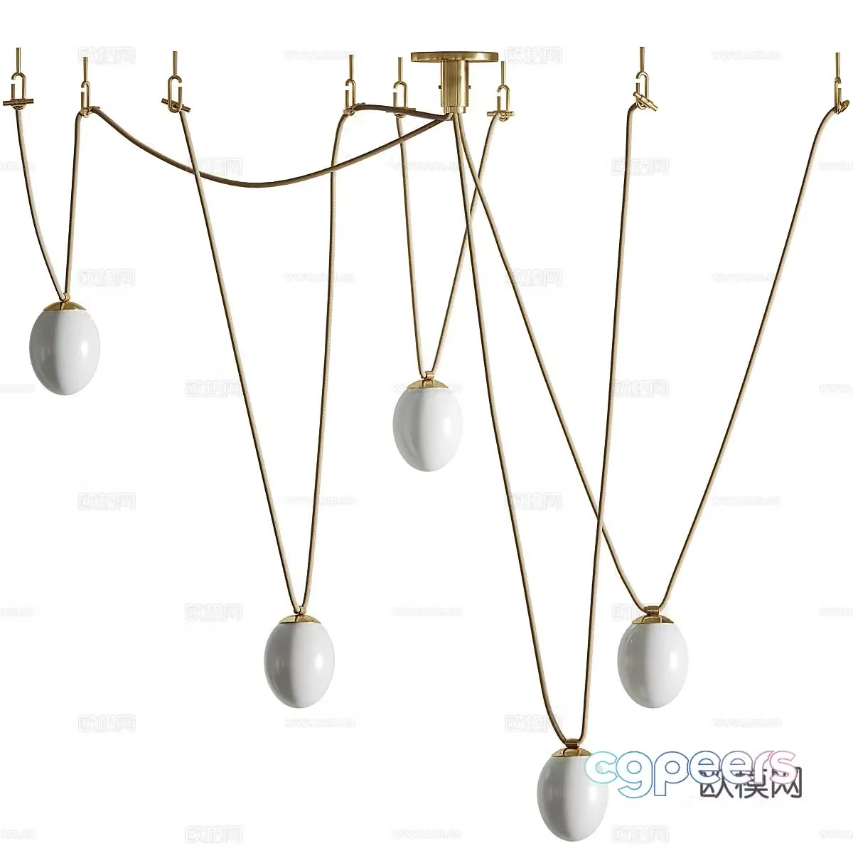Modern multi-head chandelier 3d model