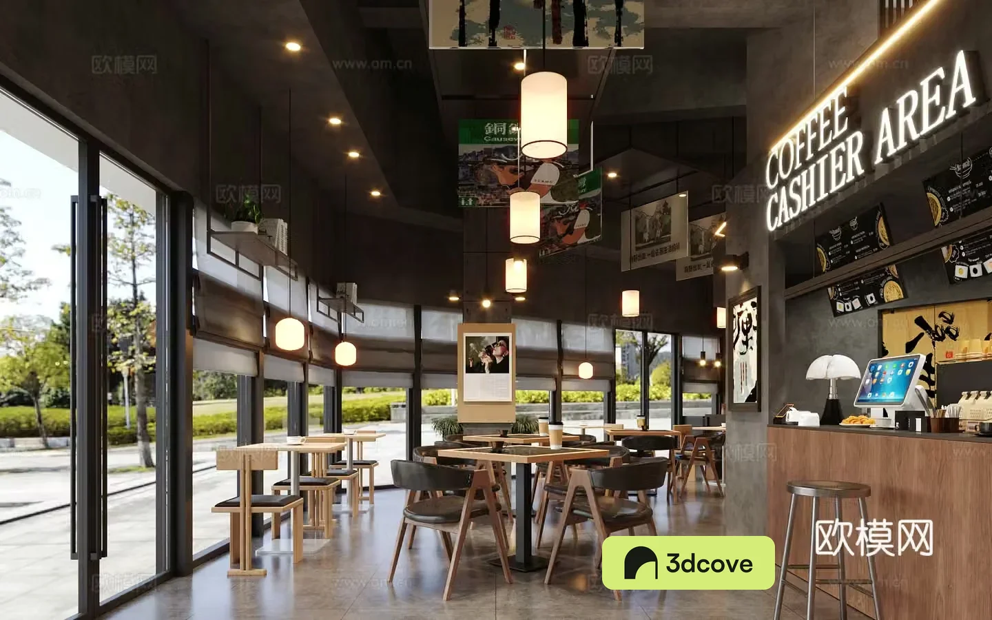 Industrial style cafe
