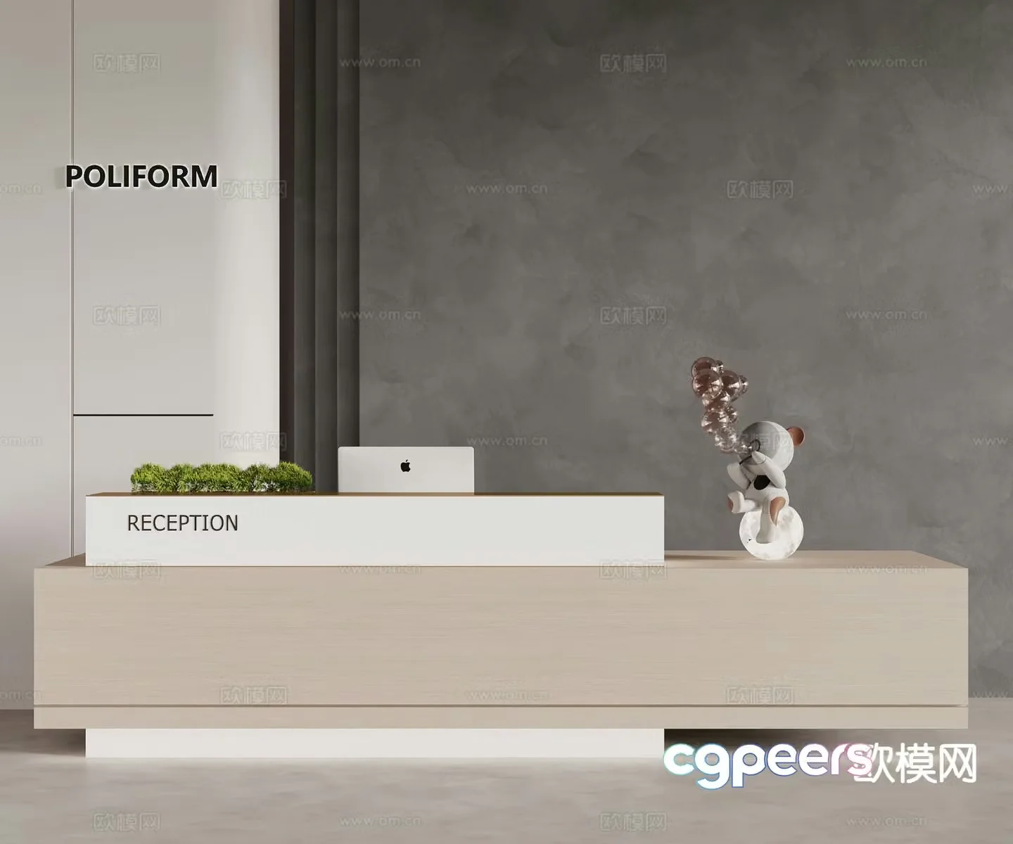 Modern special-shaped reception desk service desk bar 3D model
