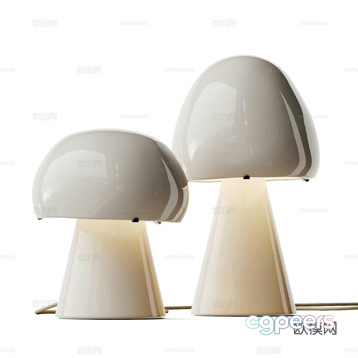 Modern mushroom head lamp collection 3d model