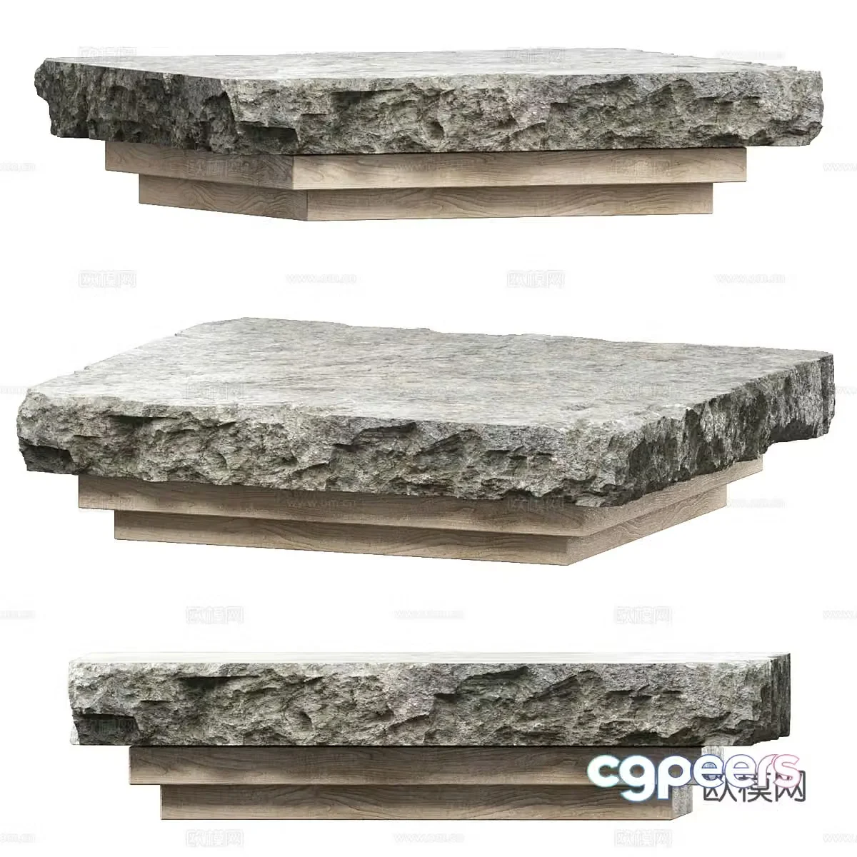 Modern Wasabi Stone Table Stone Coffee Table 3D Model