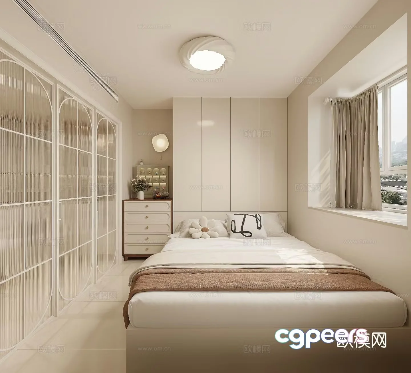 Cream style tatami bedroom 3d model