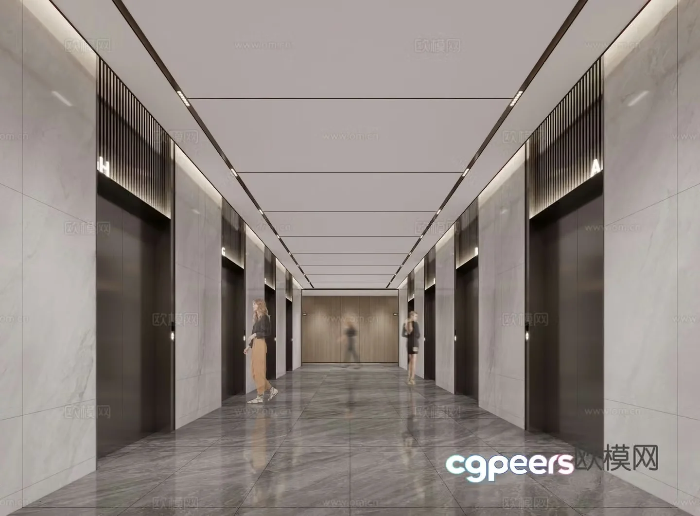 Modern elevator corridor 3d model
