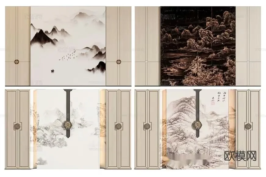 Traditional Chinese Artwork 3D Model – 21698 – VRAY Render