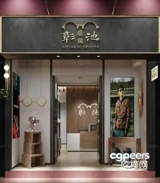 3D model of modern optical shop door
