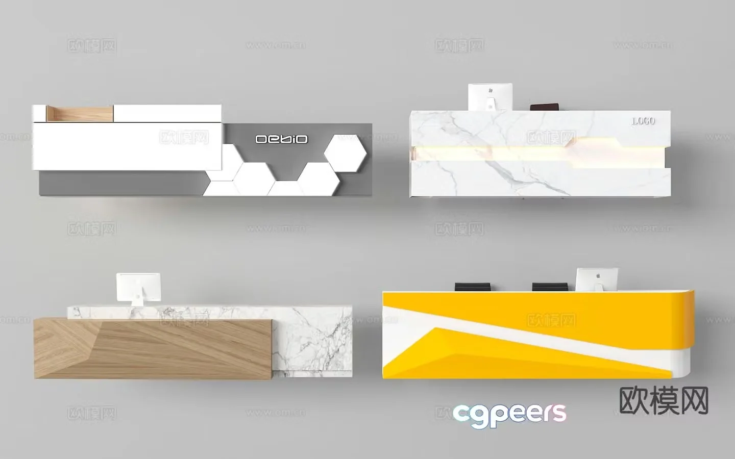 Modern front desk reception desk service desk 3d model