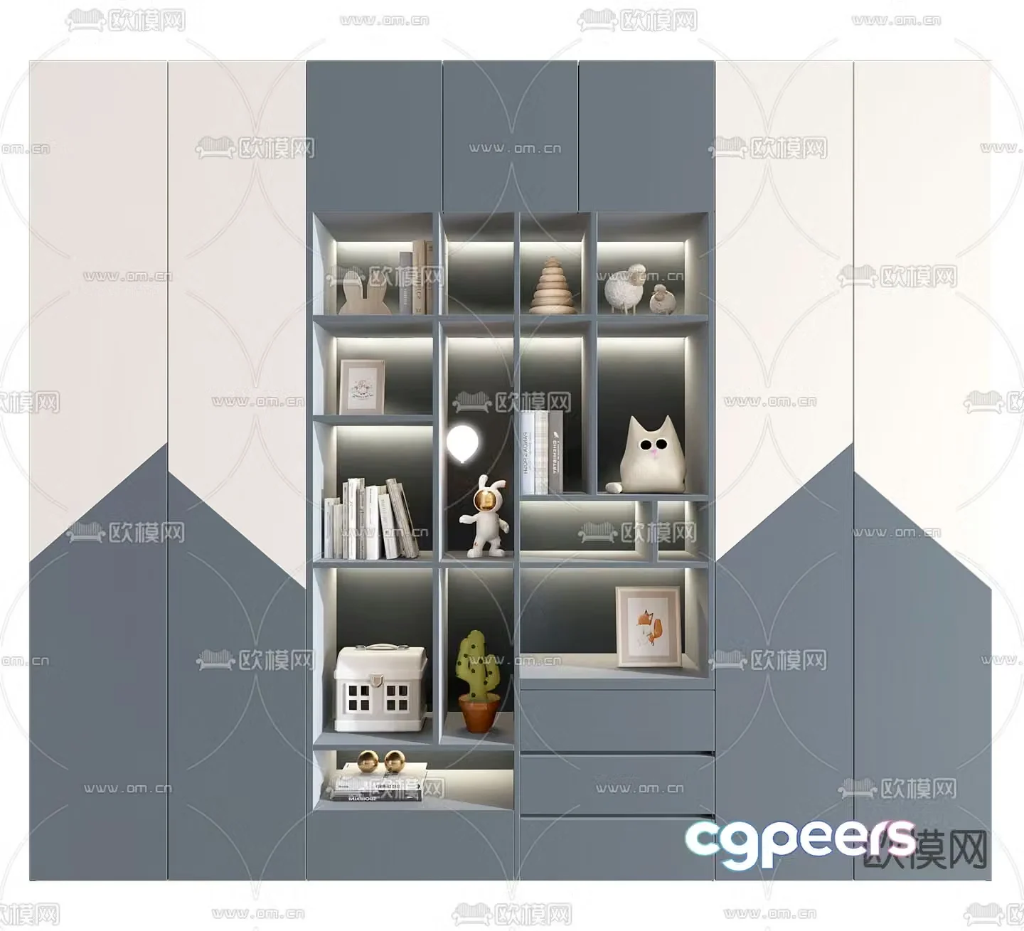 Children’s bookcase storage cabinet 3d model