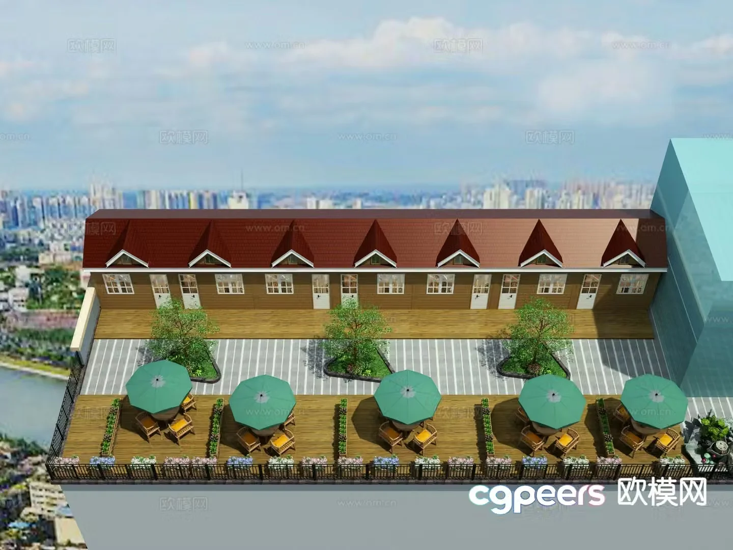 Terrace roof garden 3d model