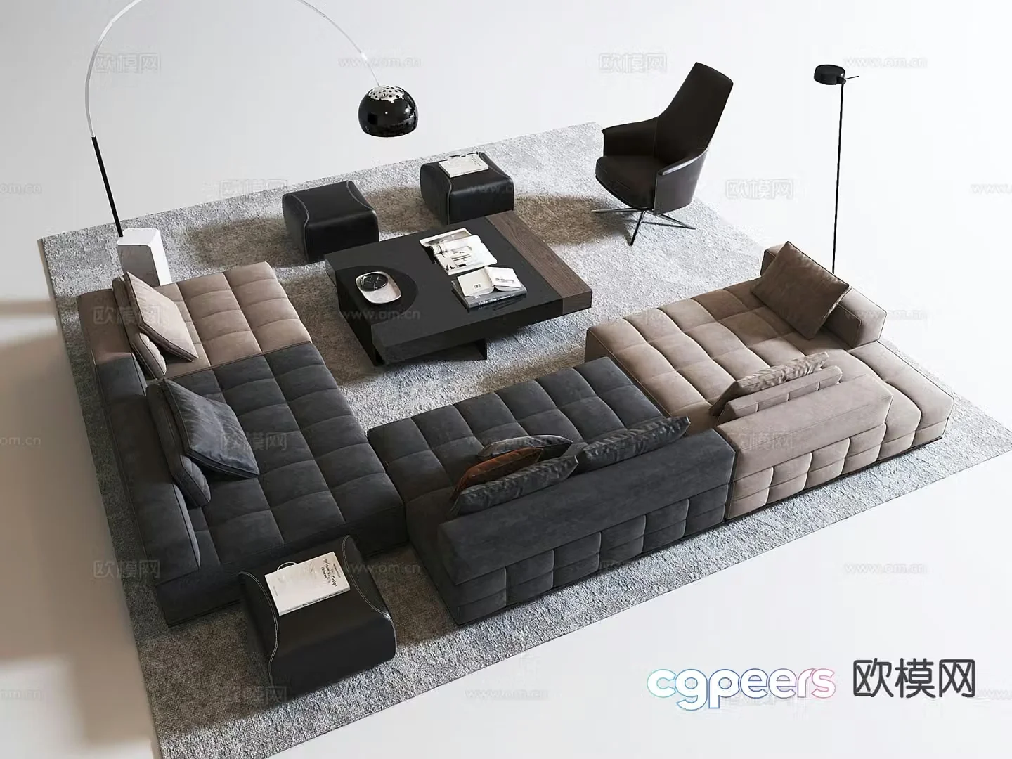 Italian sectional sofa 3d model