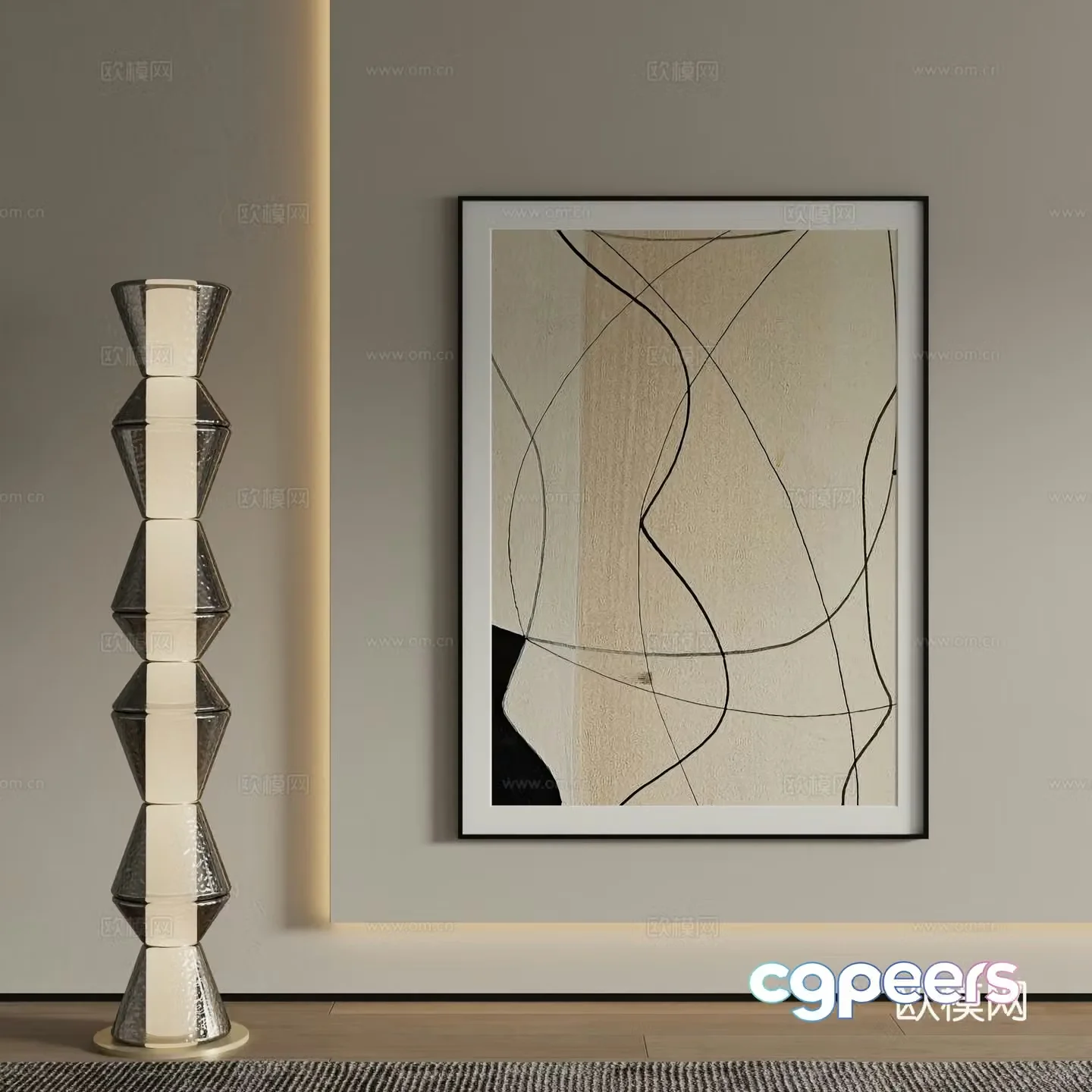 Modern abstract painting decorative painting 3d model