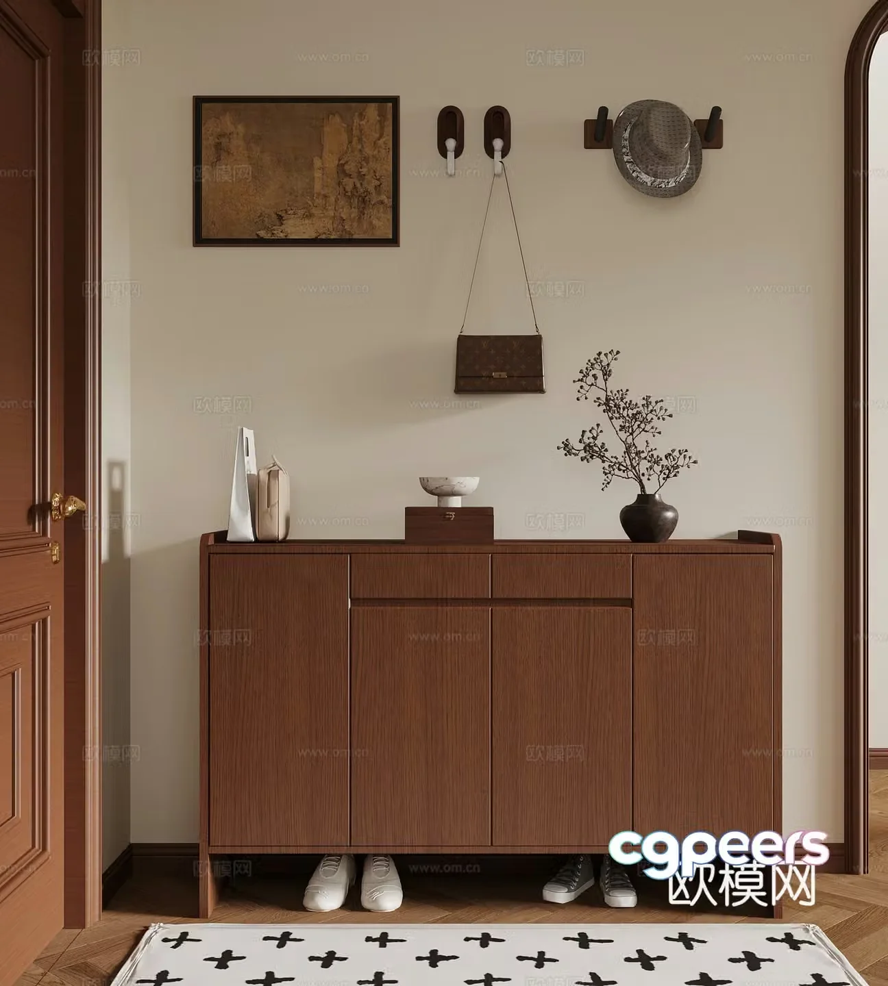 09 Middle-aged style shoe cabinet hook hanging painting 3D model