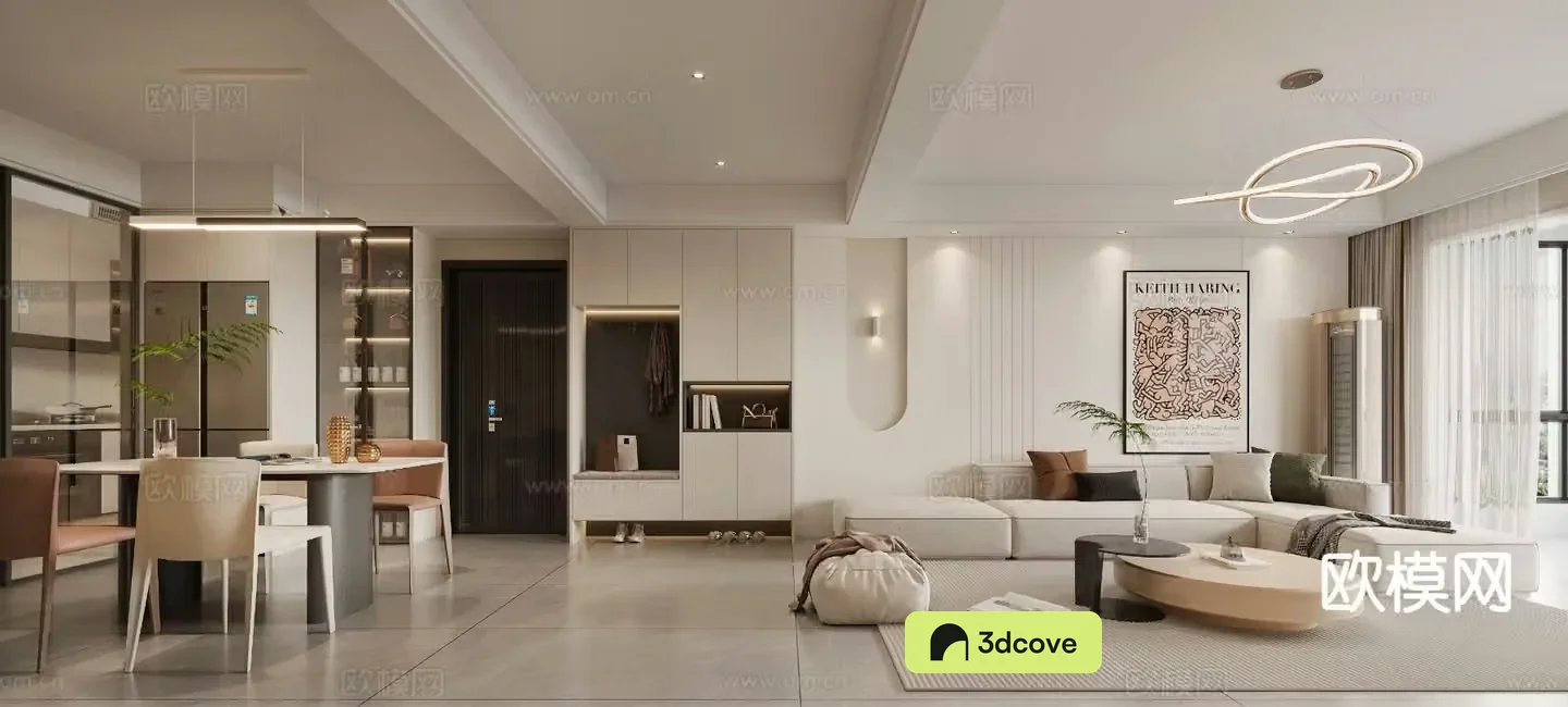 Modern living and dining room