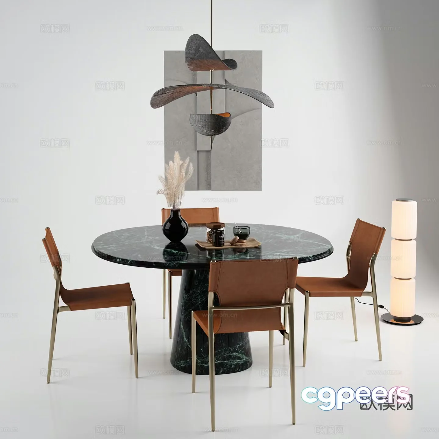Dining table Dining chair Restaurant Carpet 3d model