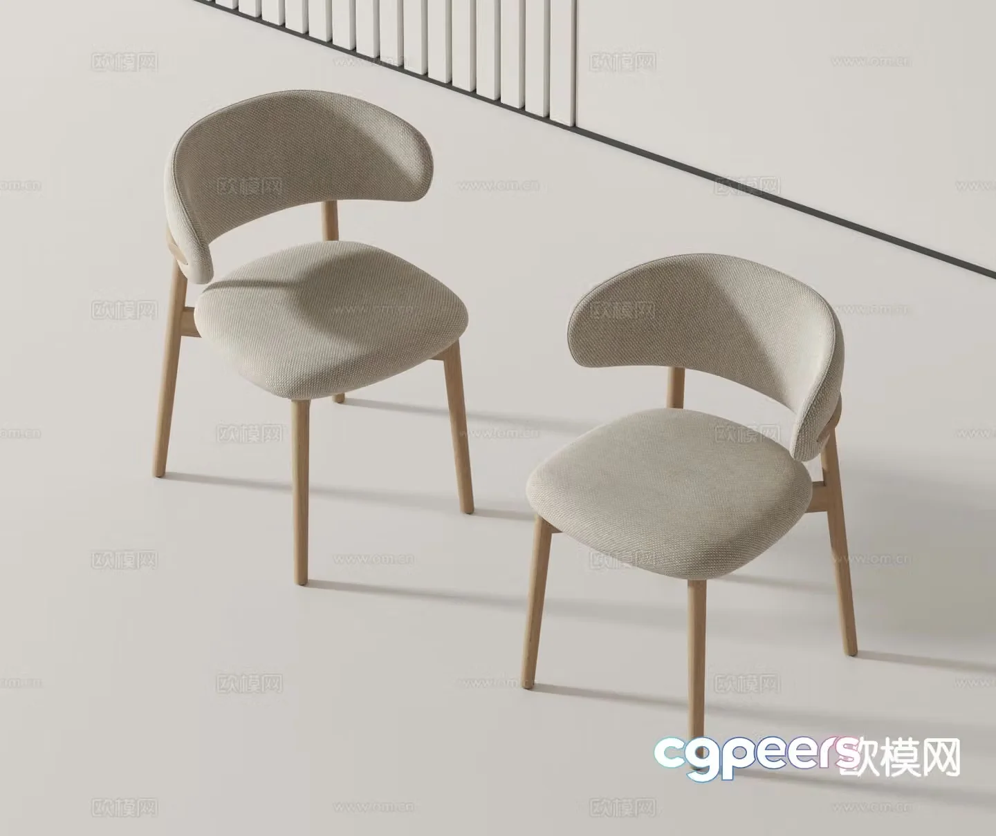 modern single chair chair wooden chair 3d model