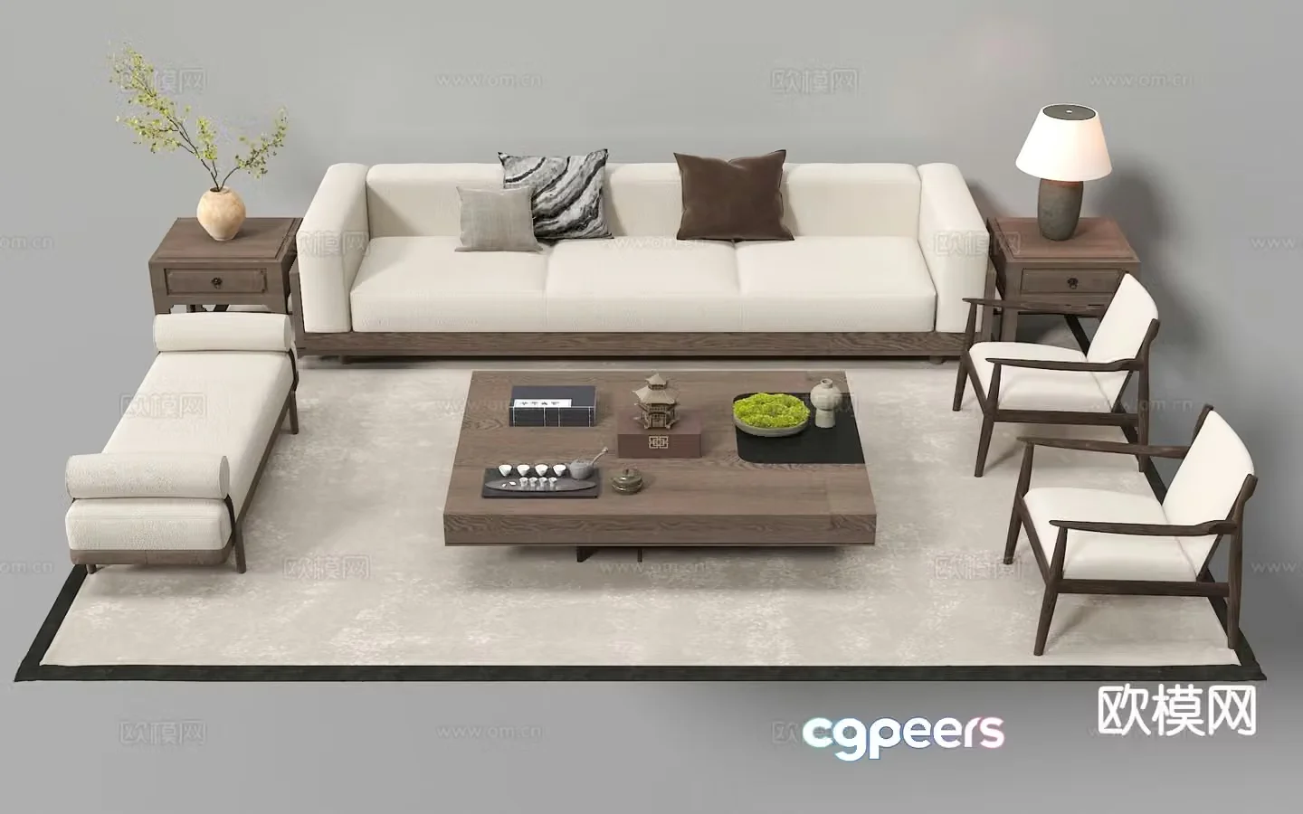 New Chinese style modular sofa 3d model