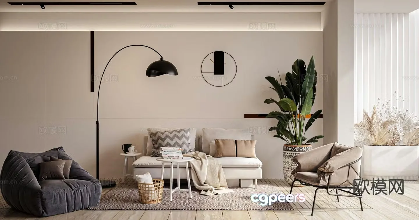 Cream style sofa modular sofa 3d model