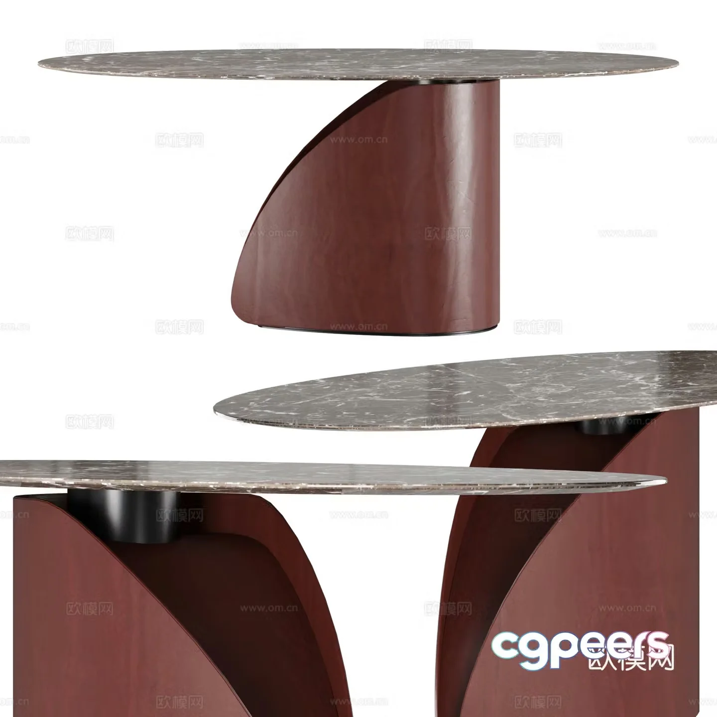 Italian light luxury rock slab leather dining table 3D model