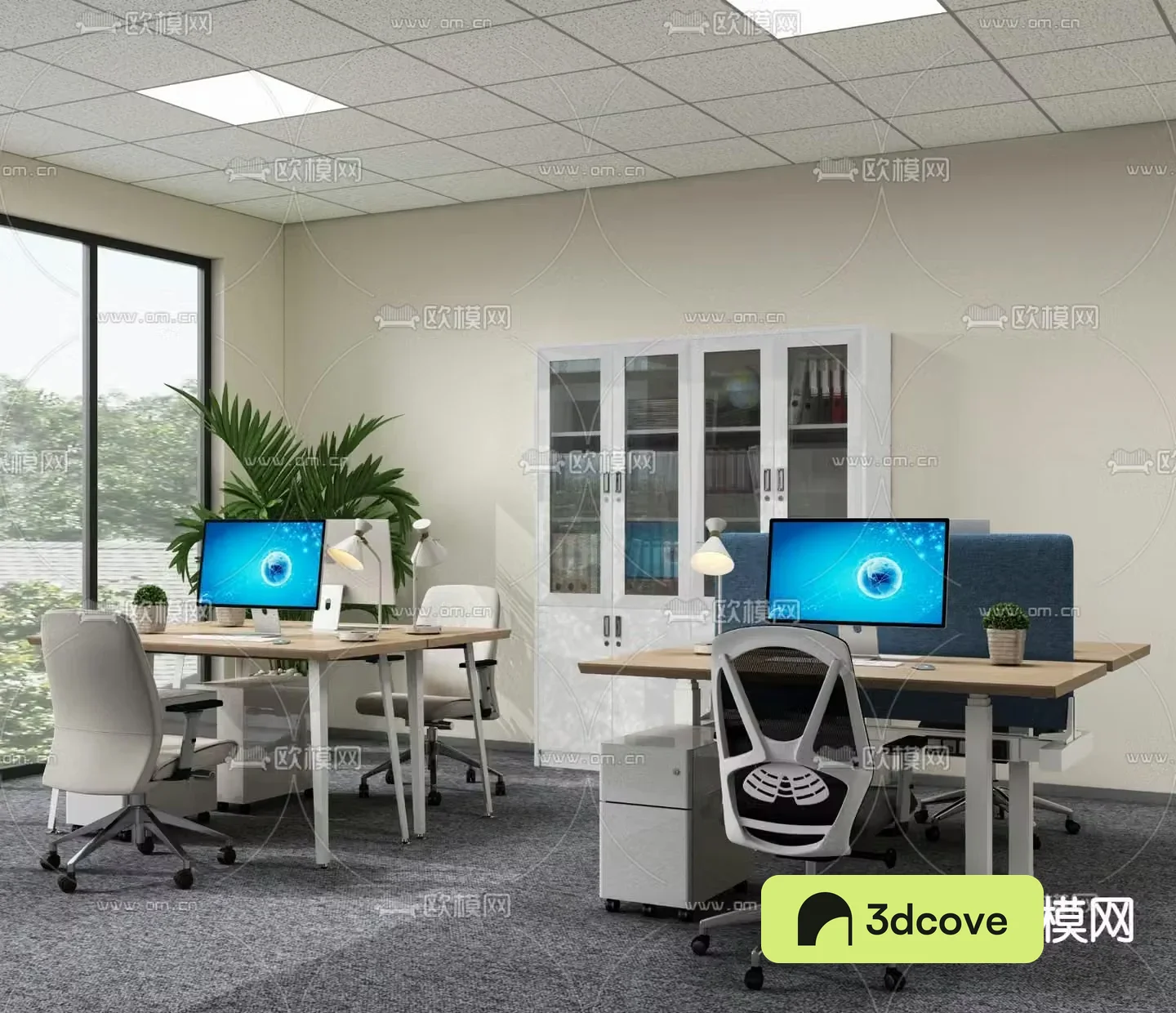Card space office desk and chair staff table