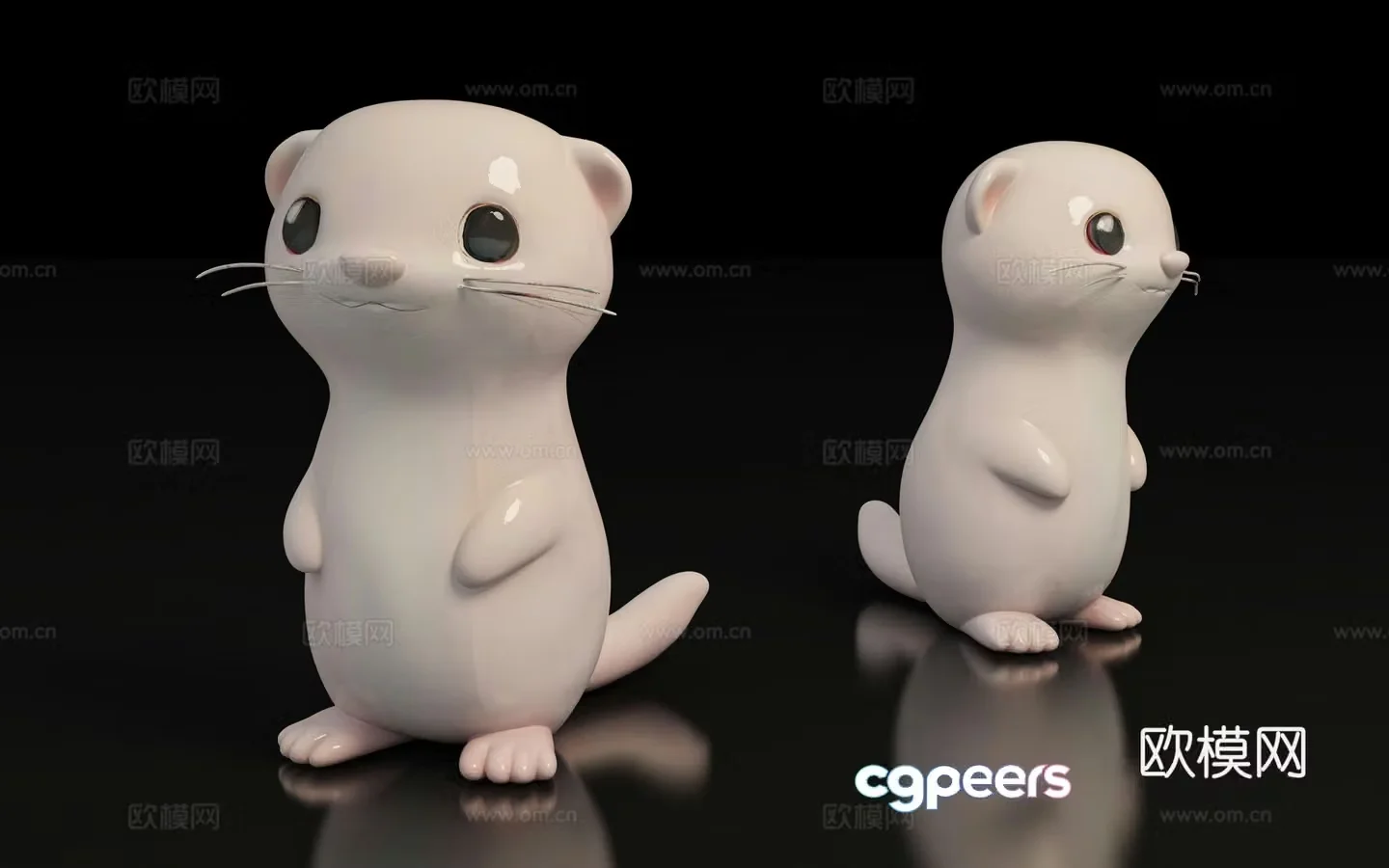 Otter cartoon sculpture figure fiberglass game character cute pet decoration prop 3d model