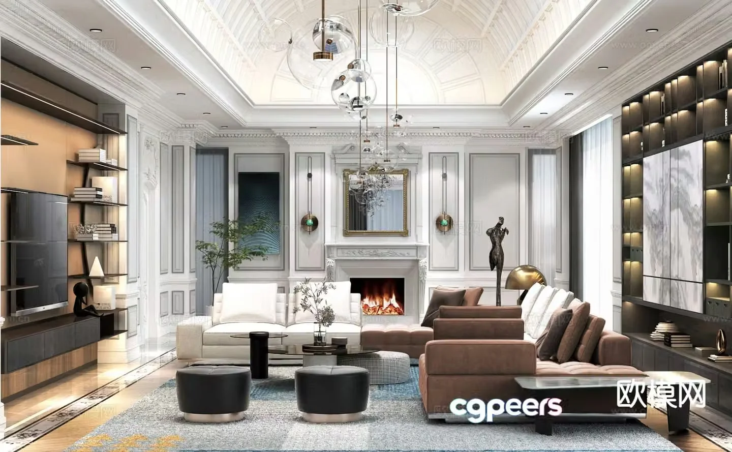 European style living room 3d model