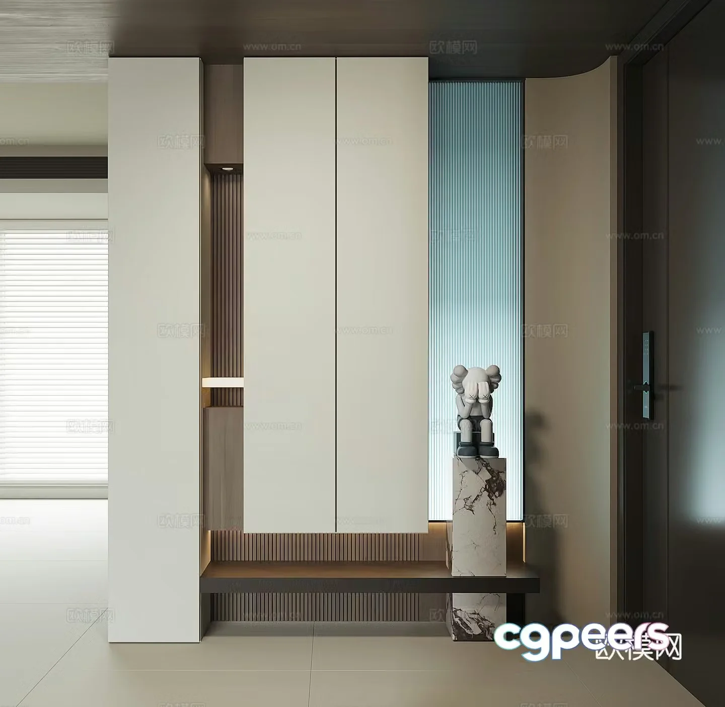 Modern home entrance shoe cabinet 3D model