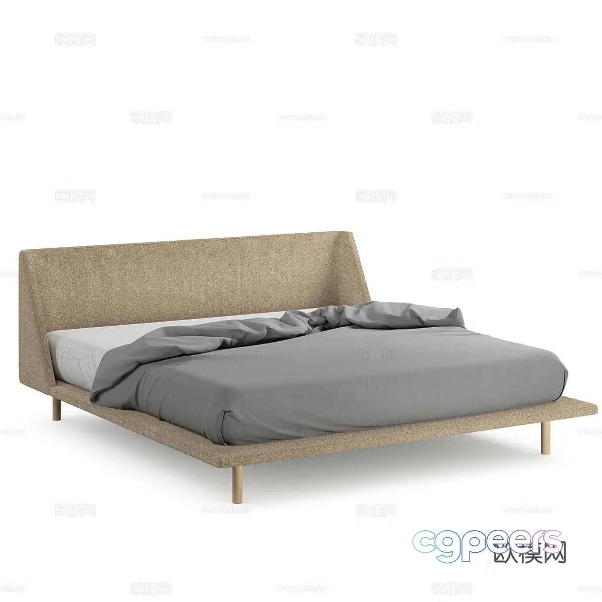 Modern double bed 3d model