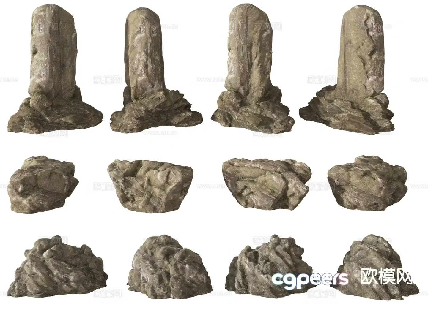 modern stone stone landscape stone 3d model