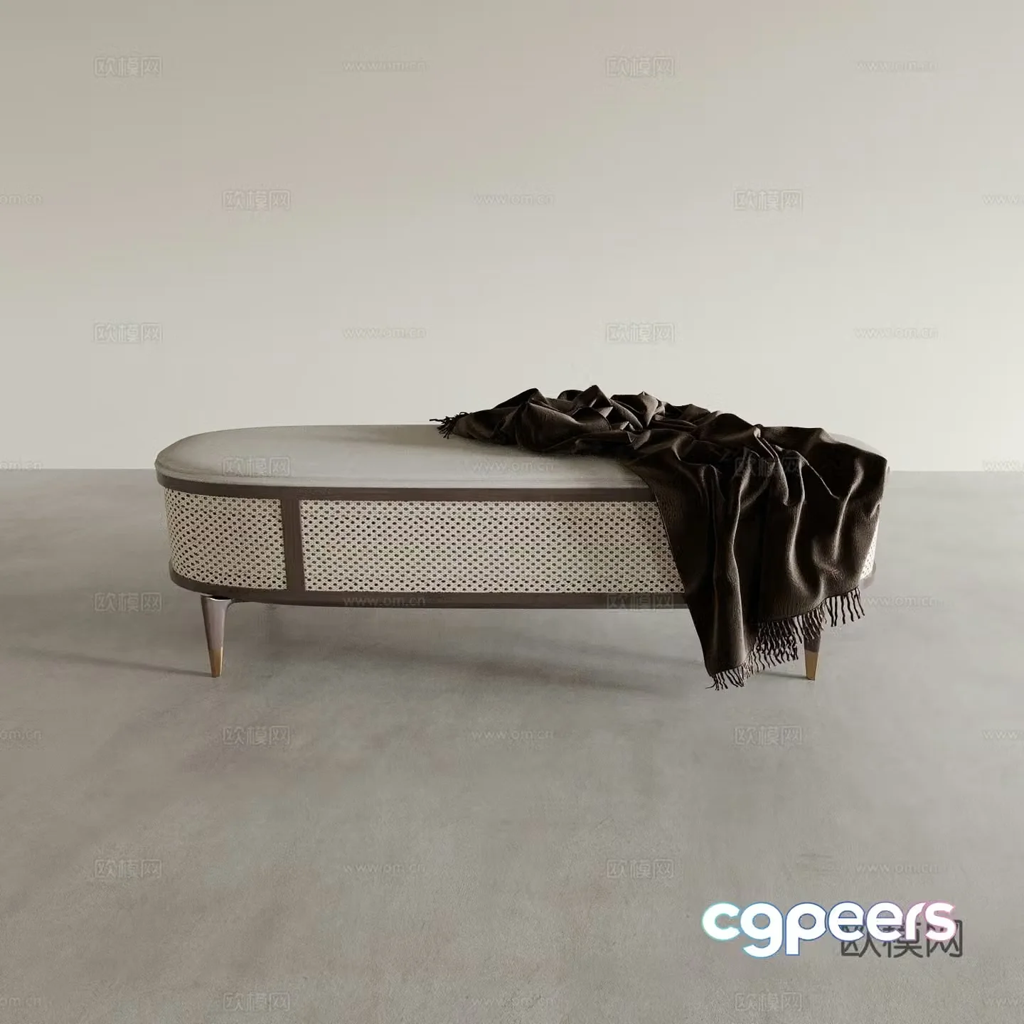 Rattan bed couch foot couch tail stool sofa bench bench 3d model