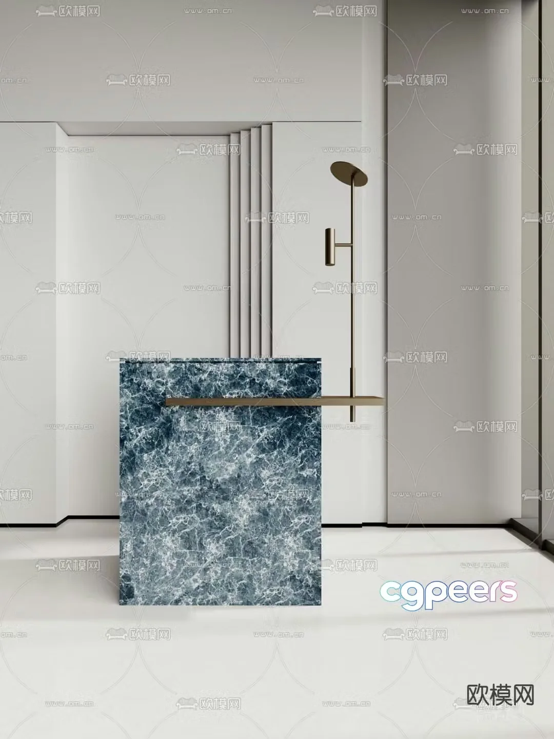 Marble service desk reception desk 3d model