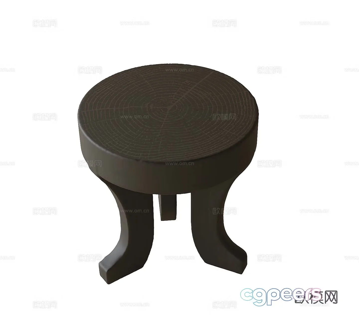 Modern round stool wooden stool shoe change stool 3d model