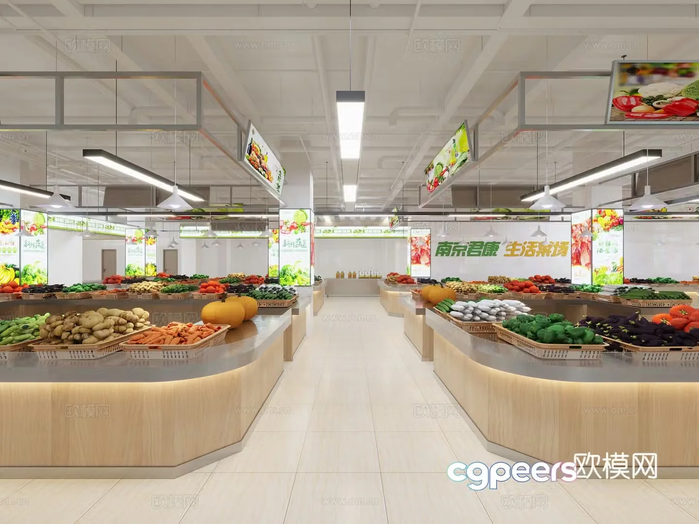 Modern vegetable market vegetable market stall 3d model