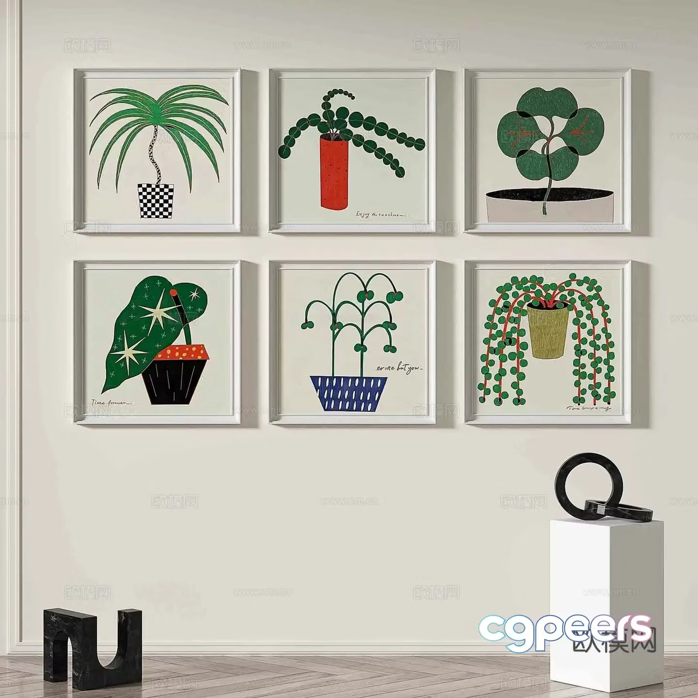Modern cartoon painting decorative painting 3d model