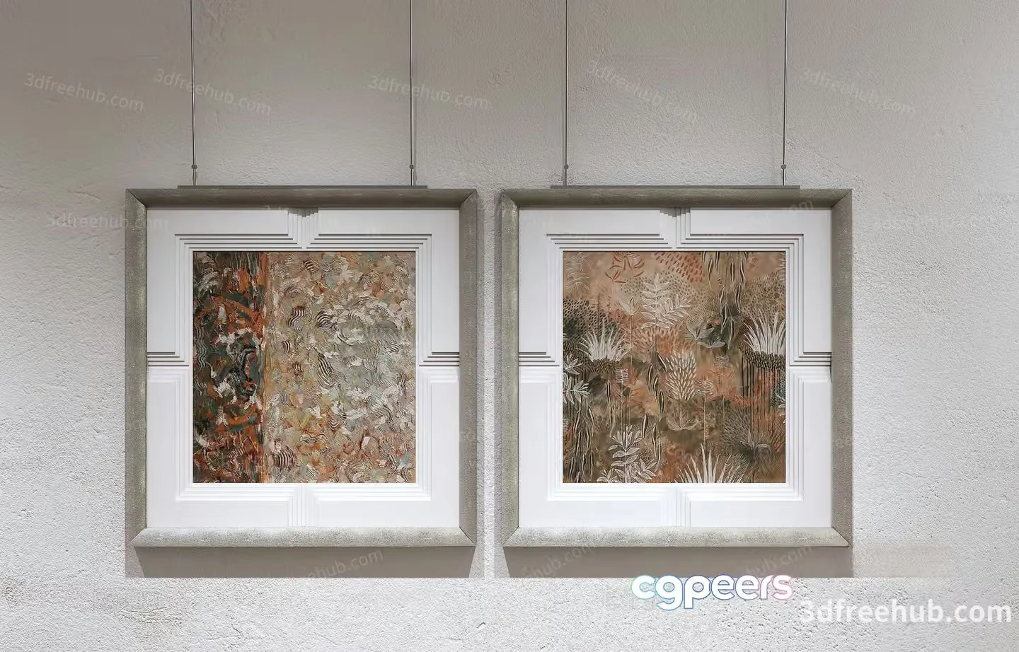 A Pair Of Framed Artwork Pieces 3D Model – 18577 – VRAY Render