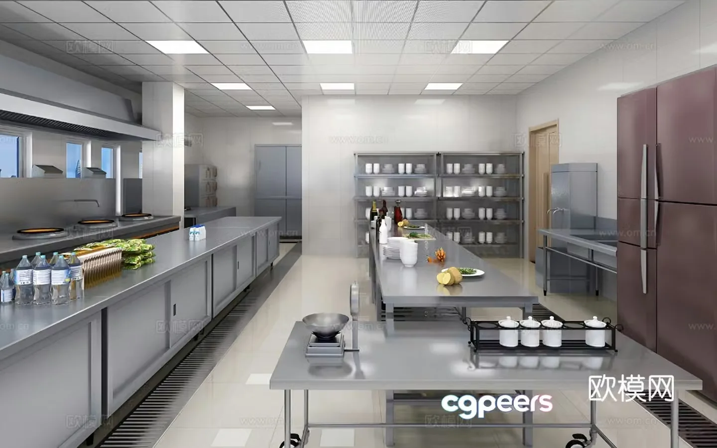 Modern simple kitchen Modern kitchen Hotel kitchen Hotel kitchen School canteen 3D model