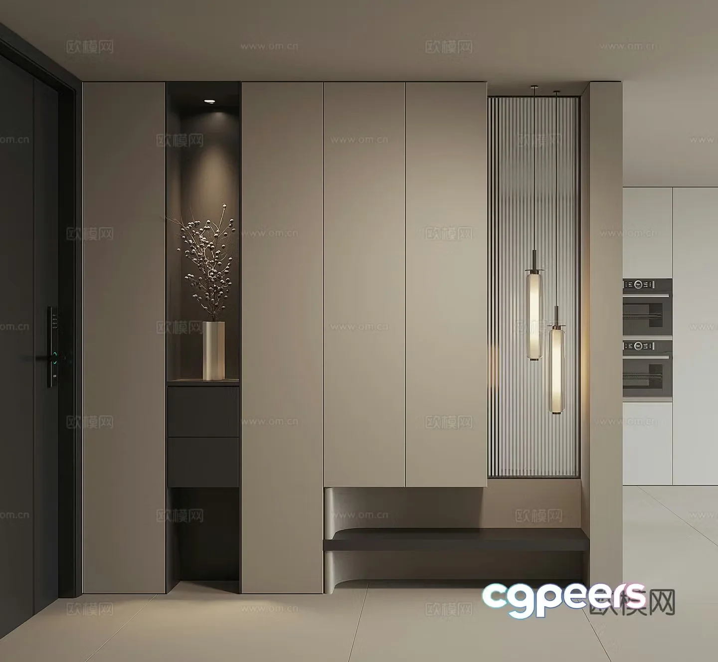 Modern home entrance shoe cabinet 3D model