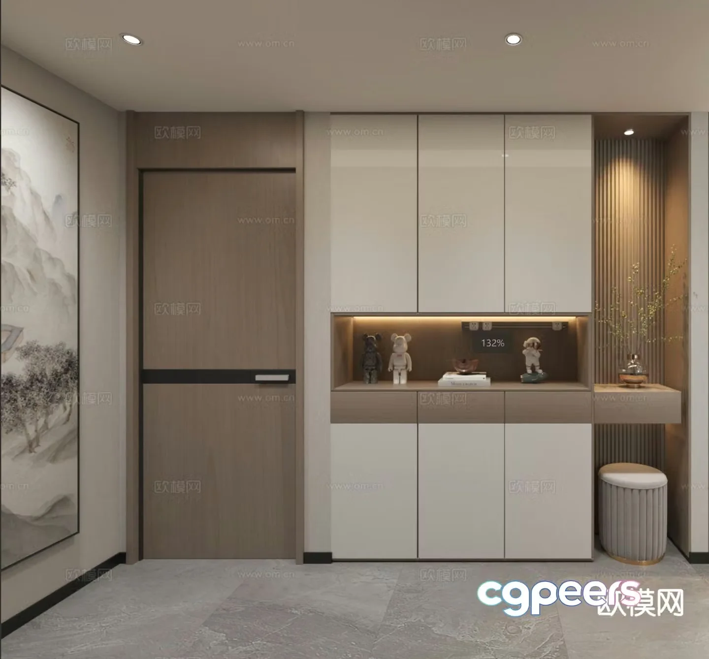New Chinese style shoe cabinet Entrance shoe cabinet 3D model