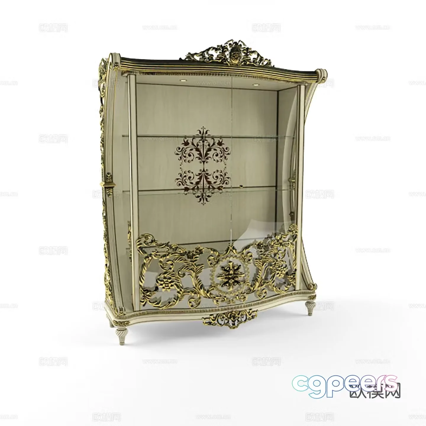 European style wardrobe decorative cabinet bookcase 3d model