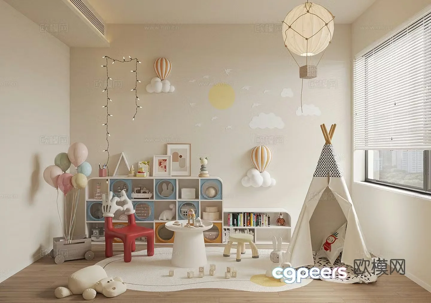 Modern children’s room Children’s entertainment room Children’s toy room Toy doll combination 3D model