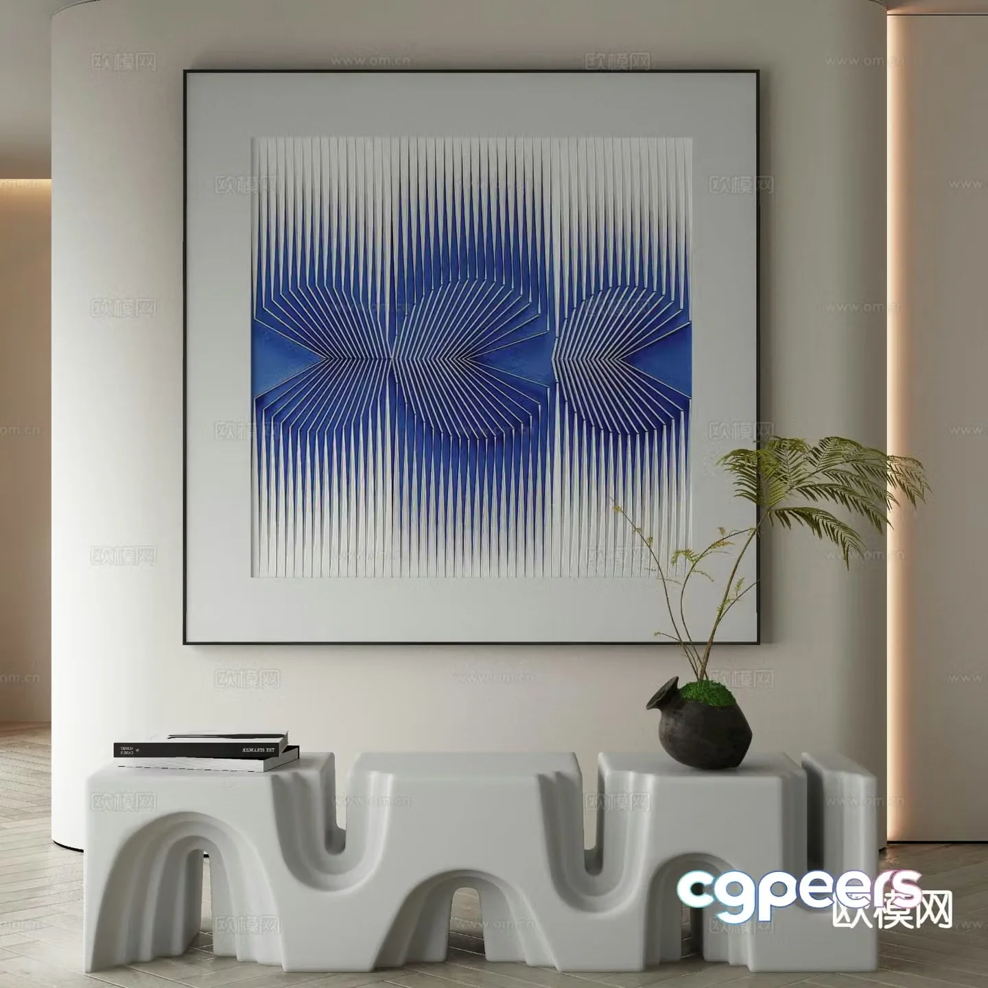 Geometric decorative painting Klein blue hanging painting 3D model