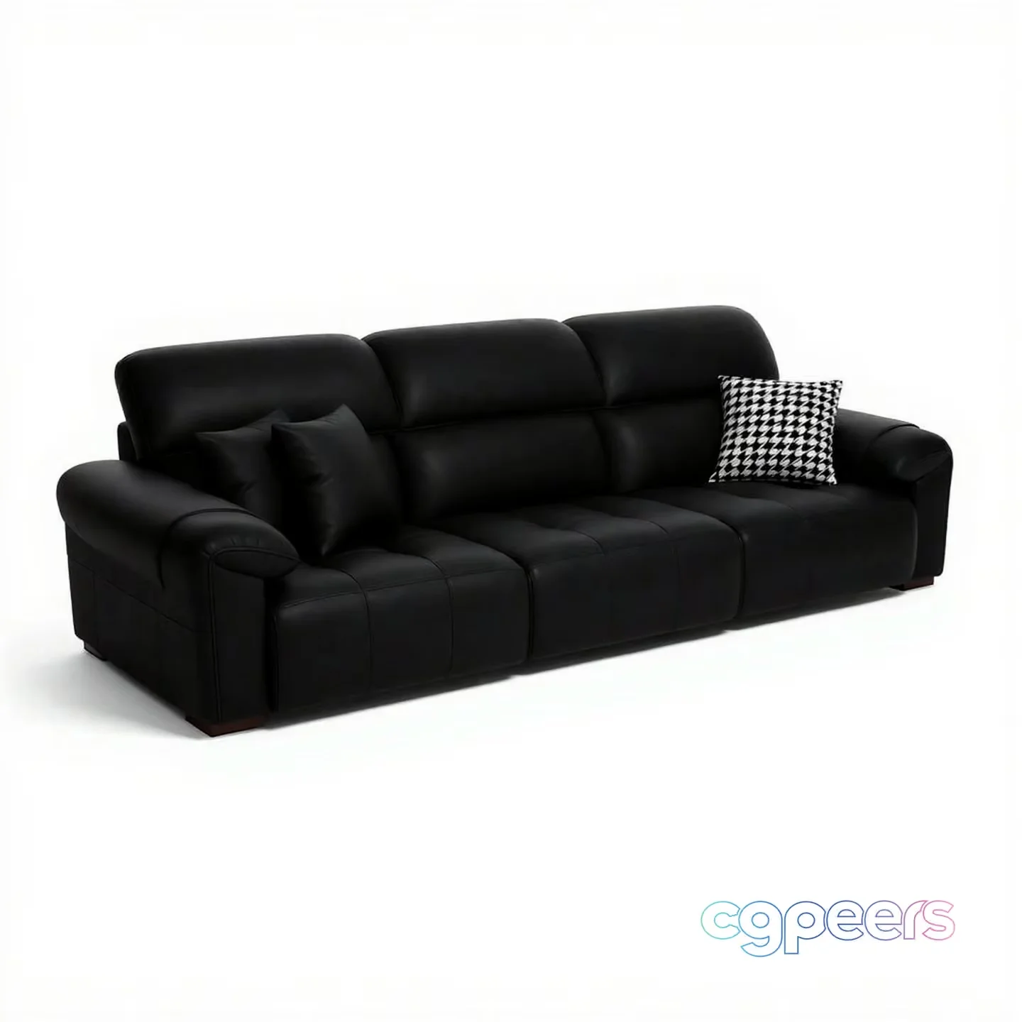 Black Leather Sofa 3D Model – 866 – VRAY Render