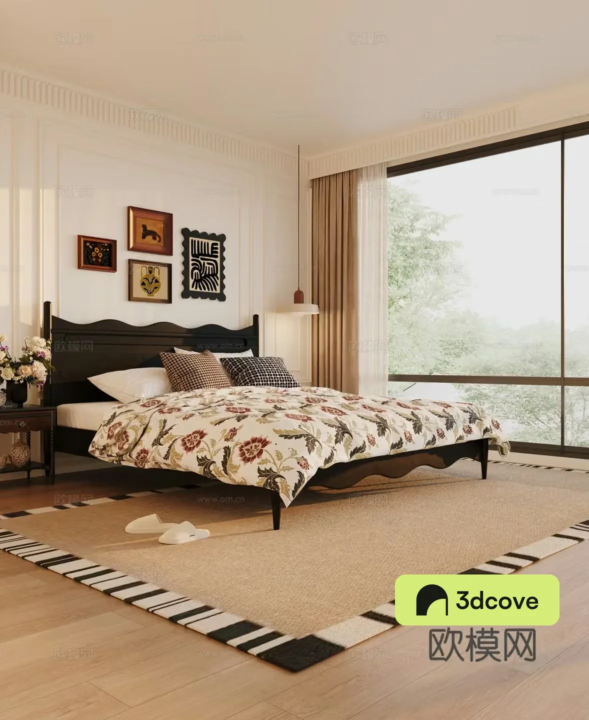 Modern French home bedroom