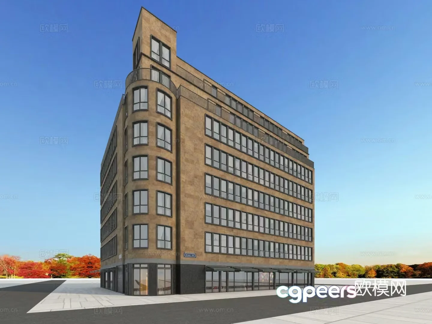 Building appearance European-style building 3d model